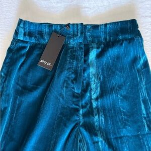 NWT Nasty Gal Teal Crushed Velvet Trousers